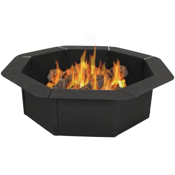 Shop Sunnydaze 30 Fire Ring Octagon Heavy Duty Steel Fire Pit Liner Insert 30 Overstock 15998855
