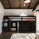 preview thumbnail 2 of 53, Artsy Twin Size Loft Bed with Retractable Writing Desk and 3 Drawers, Wooden Loft Bed with Storage Stairs and Shelves, Espresso