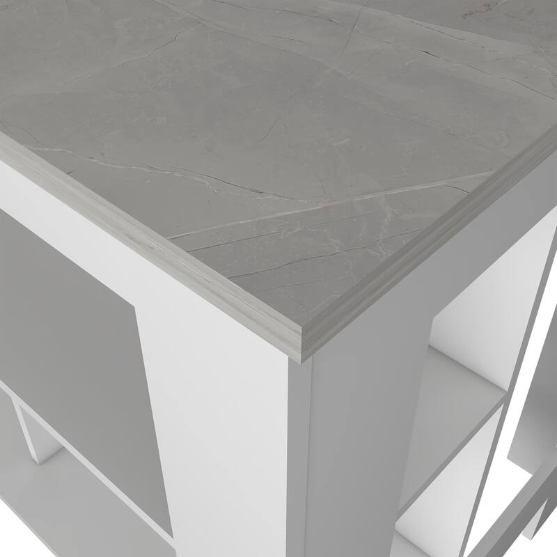 Brooklyn Kitchen Island, Three Concealed Shelves