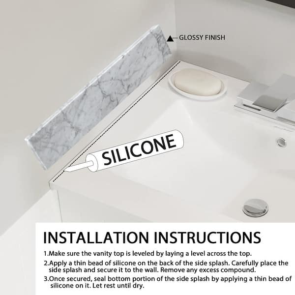 PROOX Carrara Marble Stone Vanity Top Backsplash Sidesplash in White