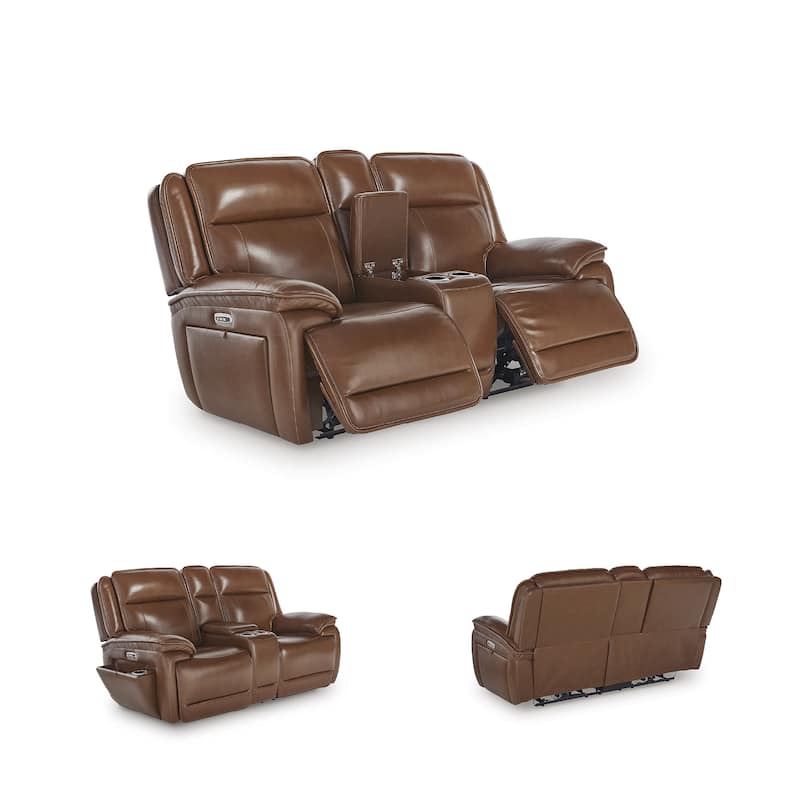 Signature Design by Ashley Healy Pier Brown Power Reclining Loveseat with Console - 78" W x 40" D x 42.25" H