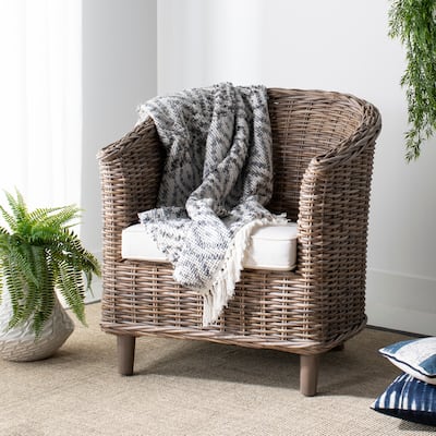 SAFAVIEH Omni Transitional Coastal Rattan Barrel Chair - 29.1" x 27.2" x 32.7"