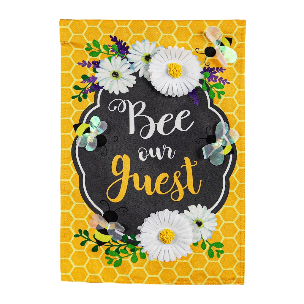 Bee Our Guest Frame Garden Linen Flag