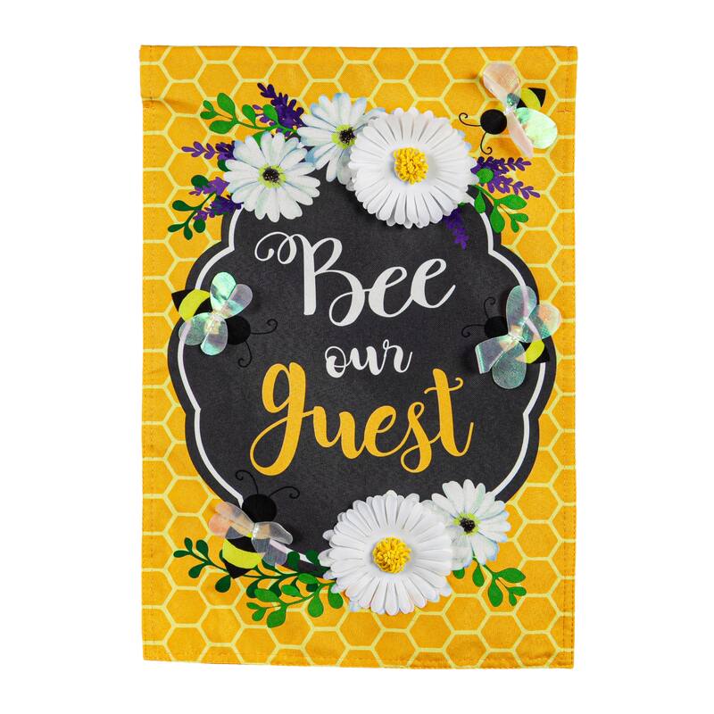 Bee Our Guest Frame Garden Linen Flag