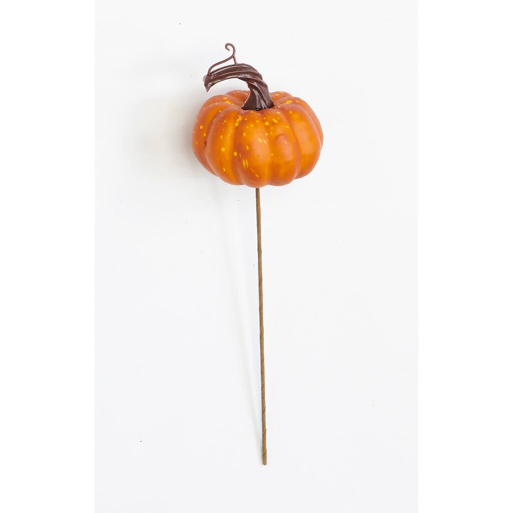 2.5" Artificial Fall Orange Pumpkin on 7" Pick, Set of 12 - 2.5