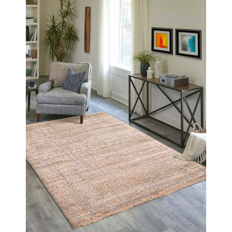 ECARPETGALLERY Hand-knotted Legacy Beige Silk Rug - 5'4 x 7'8