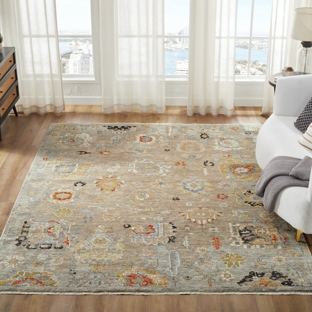 KALATY Amaris Beige Hand Knotted Wool Area Rug