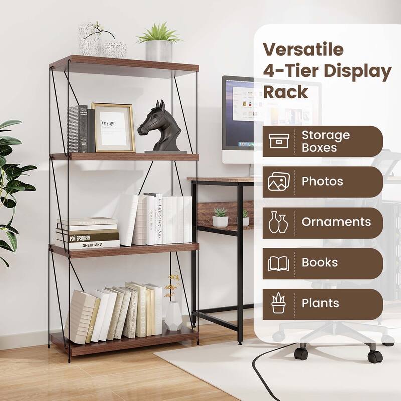 Costway 1/2 PCS 4-Tier Multipurpose Display Rack Freestanding Bookcase