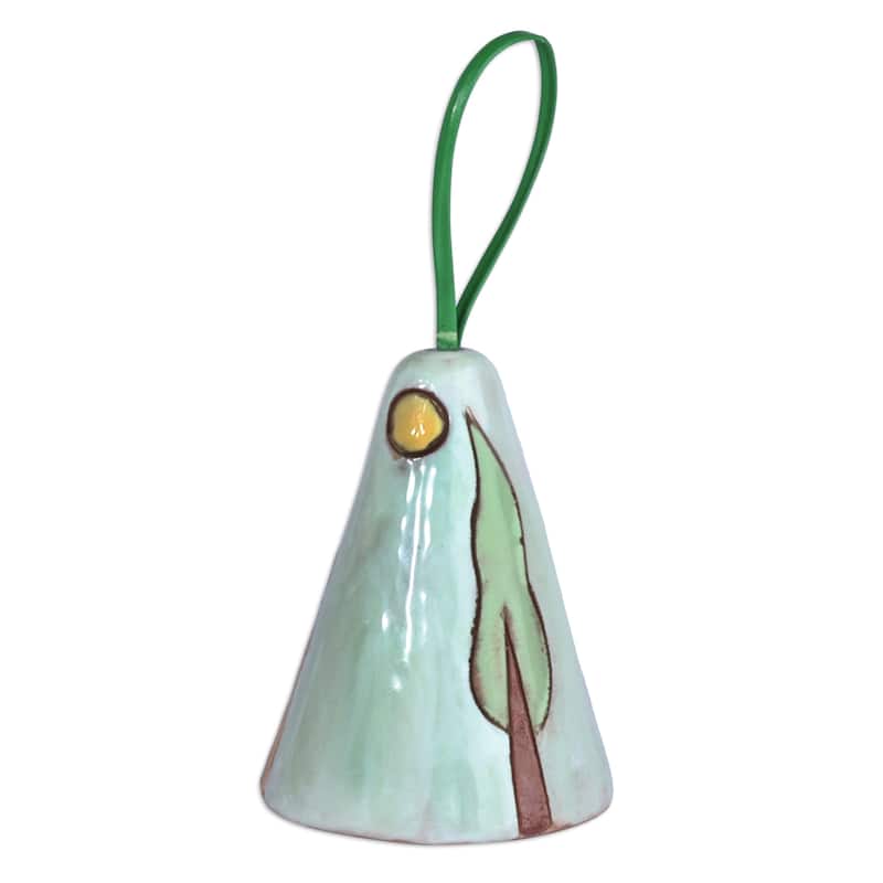 Novica Handmade House And Peace Glazed Ceramic Bell Ornament