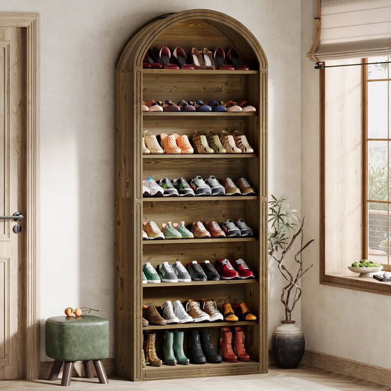Tall Shoe Storage Cabinet, Freestanding Shoe Organizer