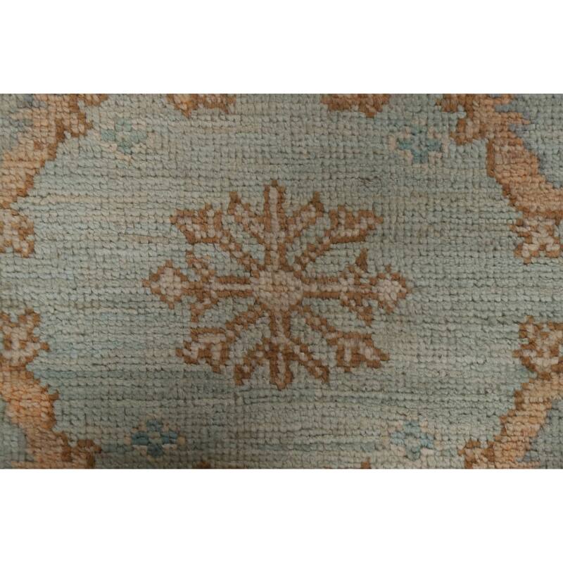 Hand Knotted Oriental 100% Wool Carpet Transitional Geometric Navy Blue & Blues Oushak Area Rug - 2' 11'' X 2' 1''
