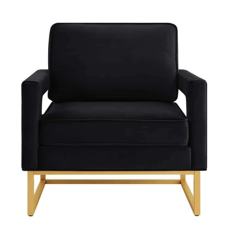 Modern Velvet Upholstered Accent Chair with Gold Metal Base