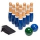 preview thumbnail 2 of 8, Indoor/Outdoor Backyard Lawn Bowling Game with10 Wooden Pins, 2 Balls, and Mesh Carrying Bag (8-Inch)