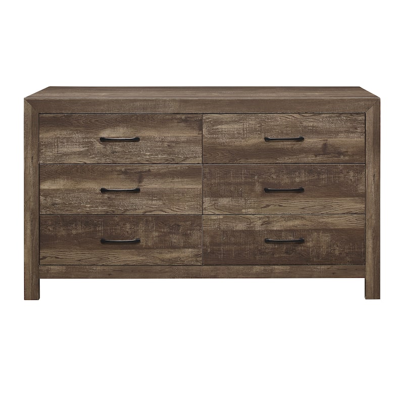 Dresser of 6x Drawers Wooden Bedroom Furniture - Brown Mix