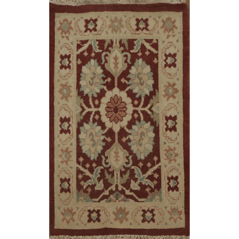 Hand Knotted Oriental 100% Wool Carpet Traditional All-Over Oranges & Rust Ziegler Area Rug - 3' 1'' X 1' 11''
