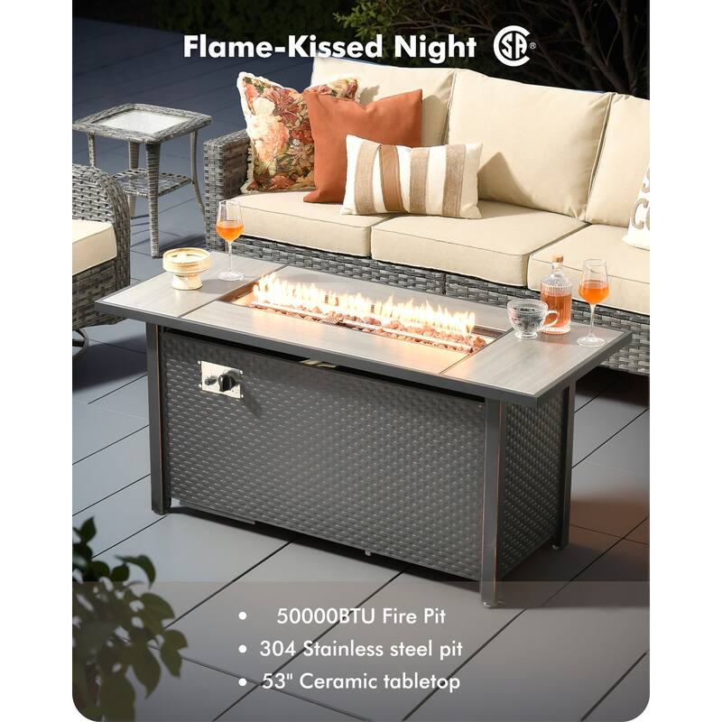 OVIOS 6 Pieces Patio Furniture Set with Fire Pit