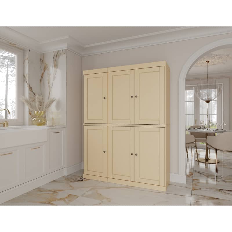 Palace Imports 100% Solid Wood Pantry Cabinet, Raised Panel Doors, Adjustable Shelves, 48.5" Wide, 71.5" Tall - 48.5" x 71.5" - Yellow