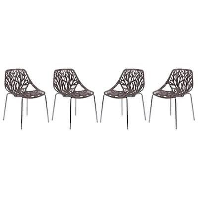 Stackable Dining Chair with Chrome Legs Side Chair (Set of 4) for Indoor and Outdoor