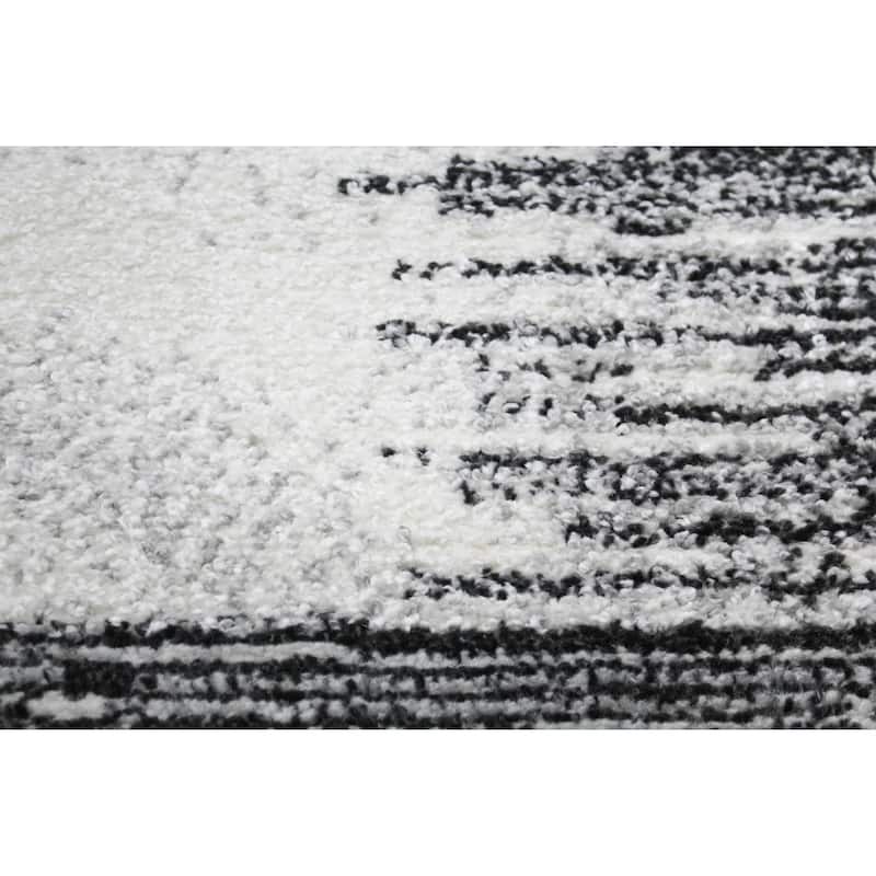 Bashian Kaison Ivory/Black Contemporary Area Rug