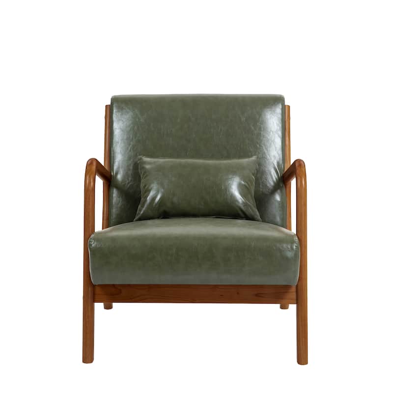Mid Century Solid Wood Upholstered Accent Chair