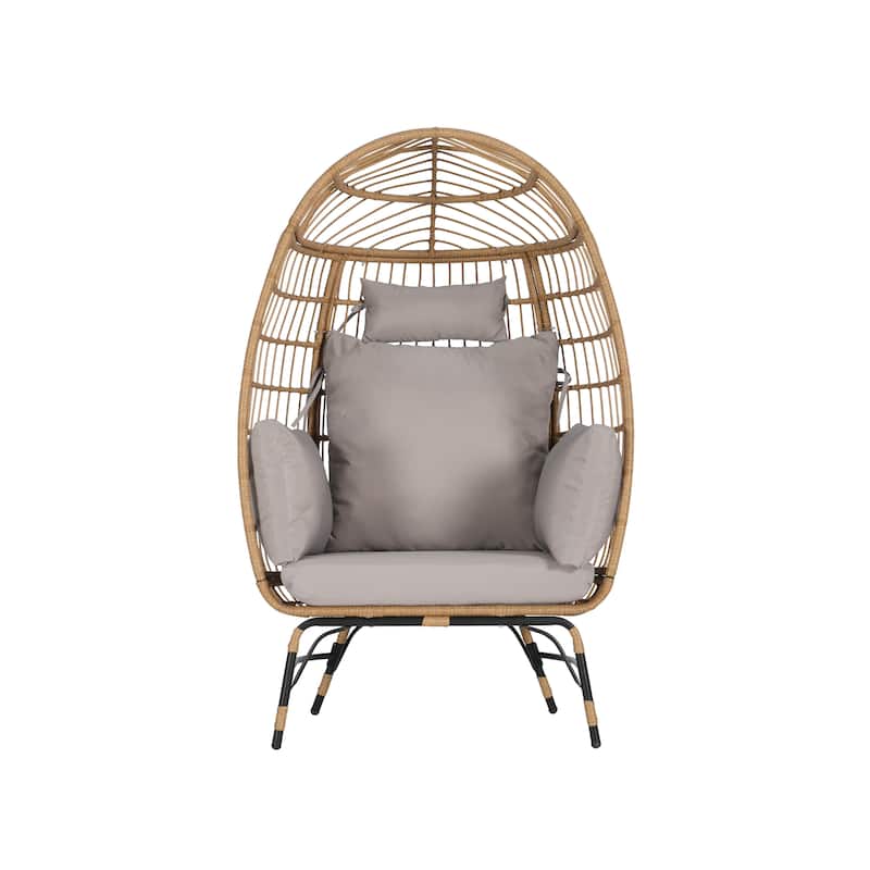 GDFStudio - Serena Oversized Egg Chair with Ottoman and Thick Cushions for Relaxing Indoor and Outdoor Lounging