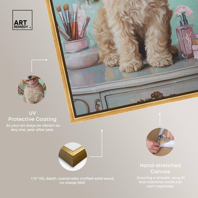 Puppy at the Vanity Canvas by Art Remedy