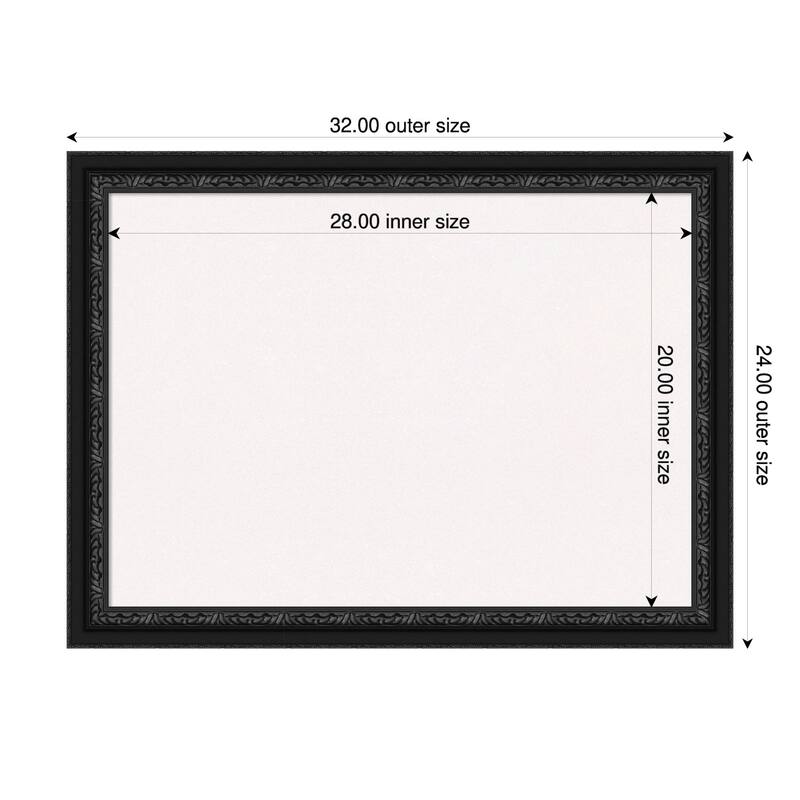 Downton Black Wood Framed Cork Board - Bulletin Board, Organization Board, Pin Board - White - 32 x 24 in