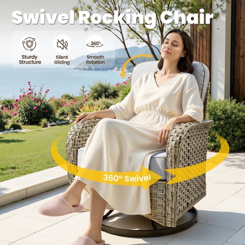 HOOOWOOO 9-piece Patio Swivel Chair Conversation Set