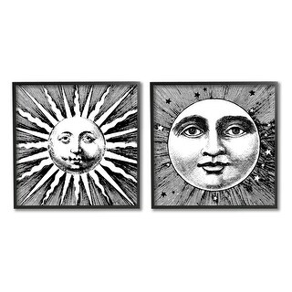 Stupell Sun & Moon Faces 2 Piece Framed Giclee Art Set Design by Lil ...