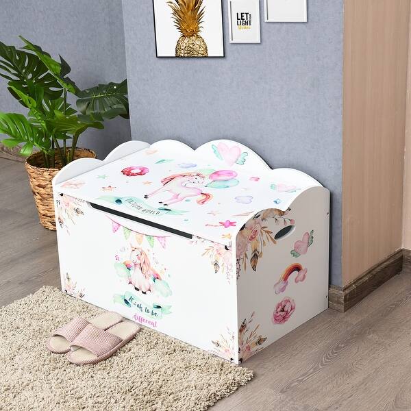 Shop Costway Wooden Toy Box Storage Chest W Seating Bench For