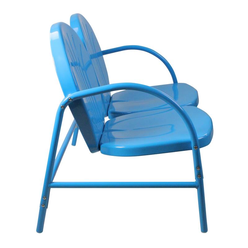47-Inch Outdoor Retro Tulip Steel Loveseat Sky Blue