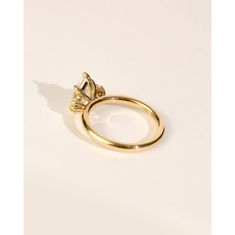 Kobelli 2.2 Carats Pear Lab Grown Diamond Certified 14k Solid Gold Plain Band Side Cluster Dulce Ring