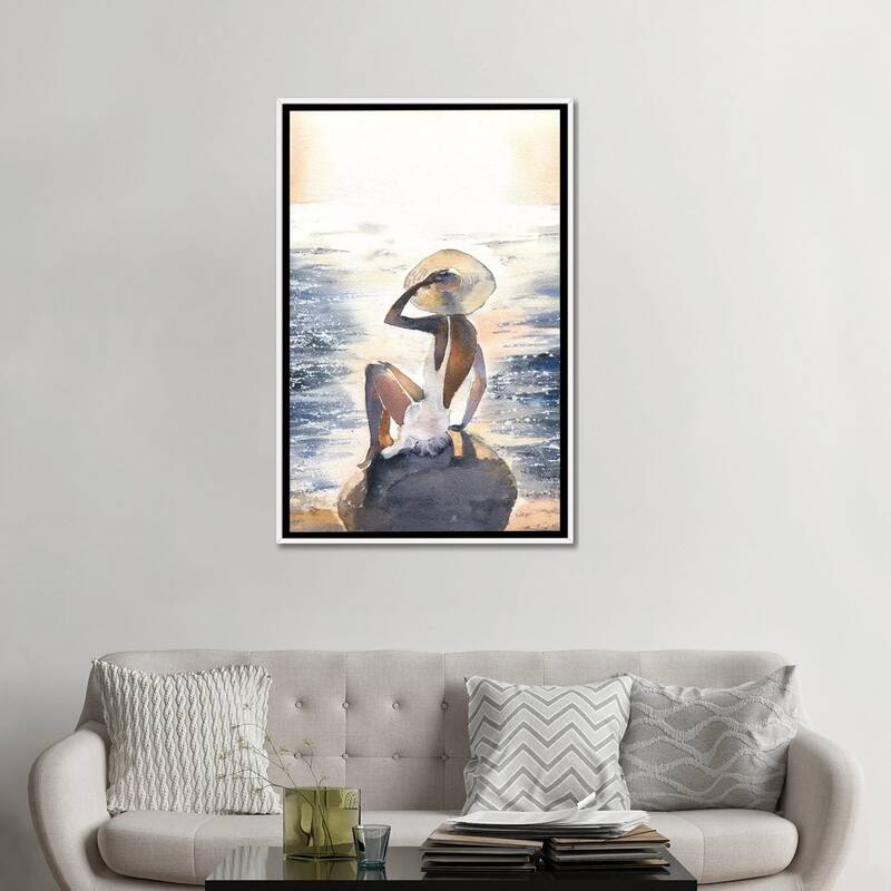 iCanvas "Woman On A Rock" by Marina Ignatova Framed Canvas Print