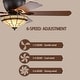 preview thumbnail 7 of 13, Warehouse of Tiffany Margno 52-Inch Flushmount Lighted Ceiling Fan Jewel Cut Design Tiffany Glass Lamp Black Finish