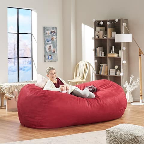 Larson Faux Suede 8-foot Lounge Beanbag Chair by Christopher Knight Home