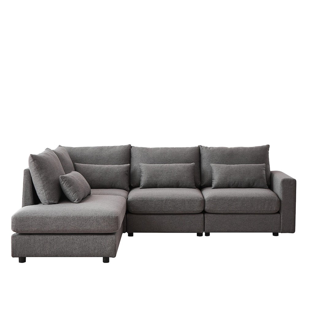 100.2Inch Convertible L Shaped Sectional Sofa,Linen Fabric Couch