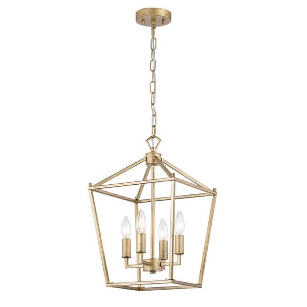 Buelex Lamp Post Lantern Style Iron Chandelier - Satin-Gold-12in