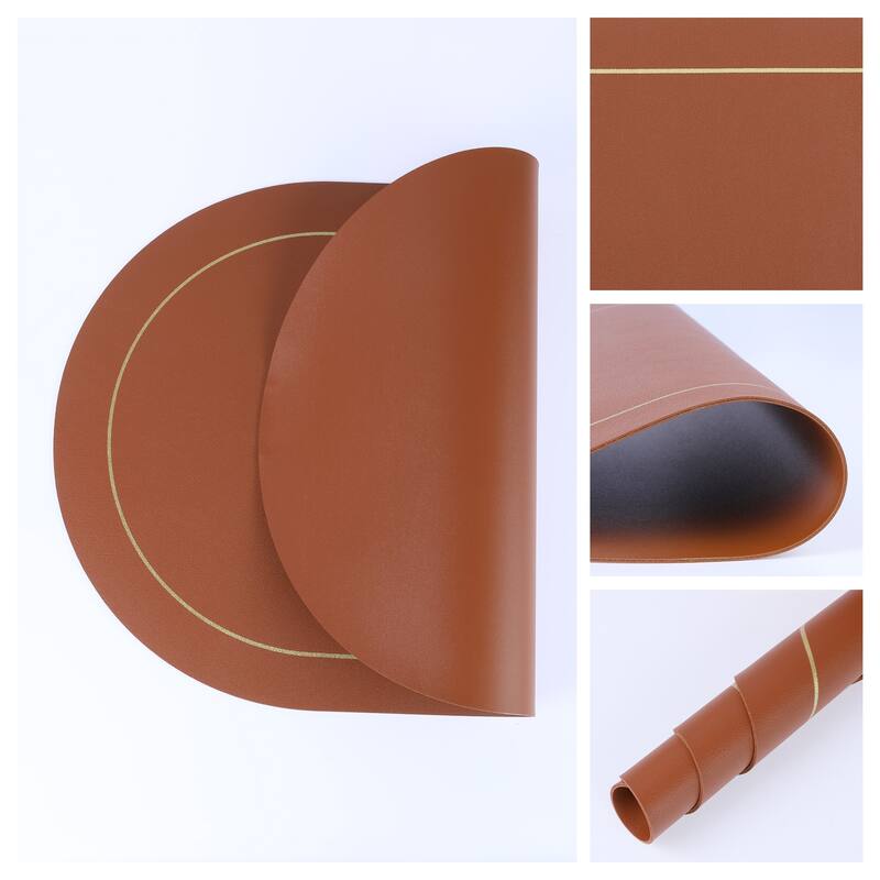 Set of 6 Placemats, Faux Leather Placemats for Kitchen Dining Table Decor, Heat Resistant Table Placemats Wipeable Table Mat - Brown