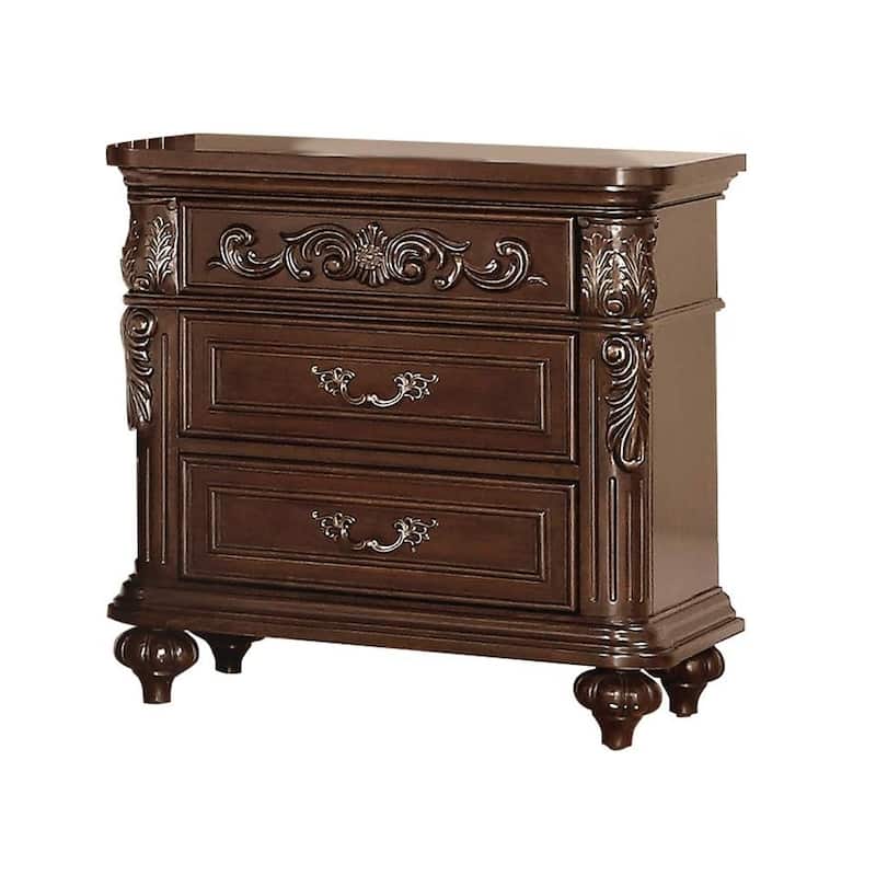1pc Nightstand Cherry Veneer 2-Drawers