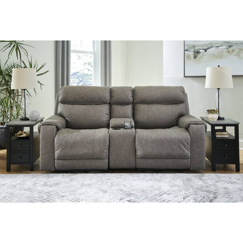 Signature Design by Ashley Starbot Gray 3-Piece Power Reclining Sectional Loveseat with Console - 87"W x 42"D x 42"H