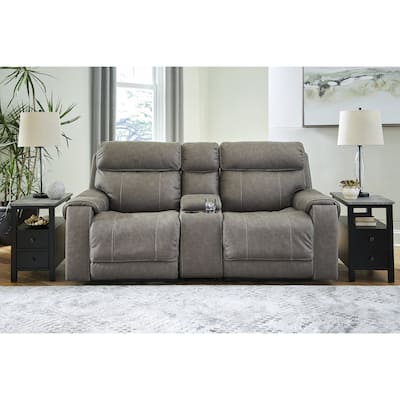 Signature Design by Ashley Starbot Gray 3-Piece Power Reclining Sectional Loveseat with Console - 87"W x 42"D x 42"H