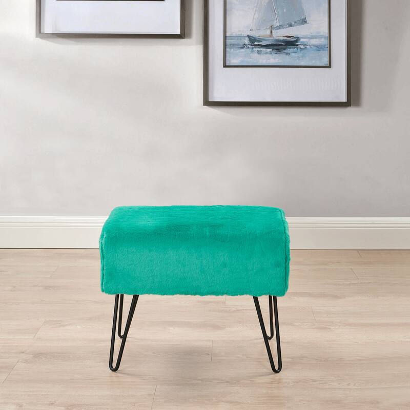 Serenta Solid Color Fauxfur Ottoman