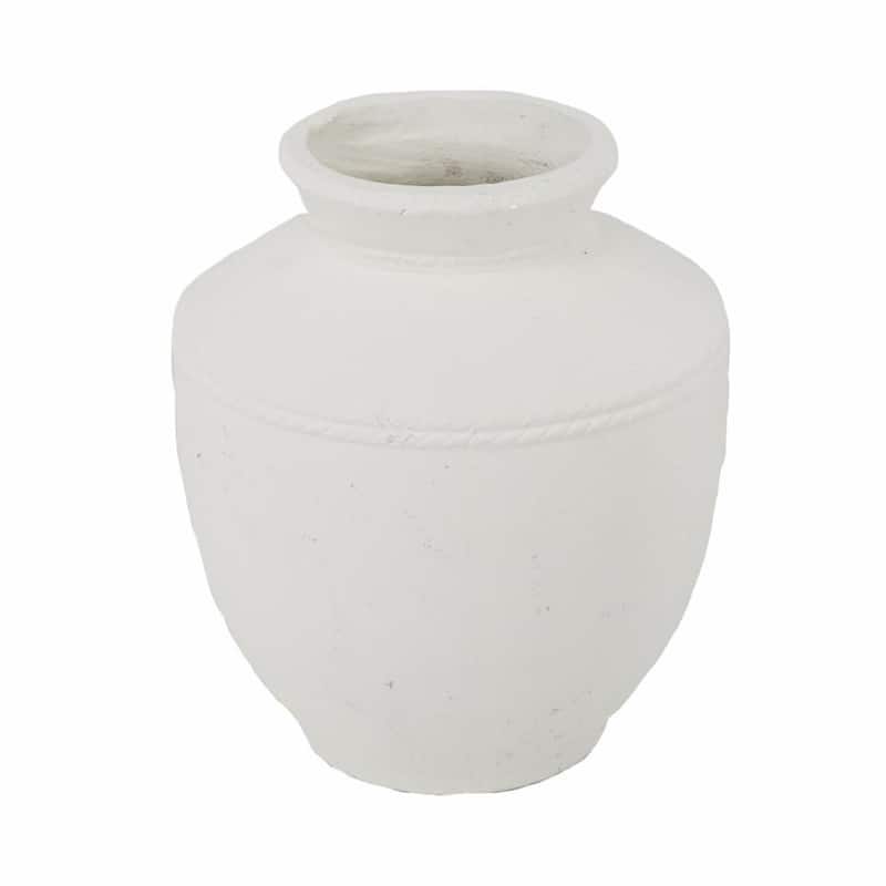 16" White Terracotta Round Jug Vase - 8.00