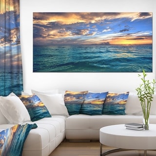 Exotic Tropical Beach at Sunset - Modern Seashore Canvas Art