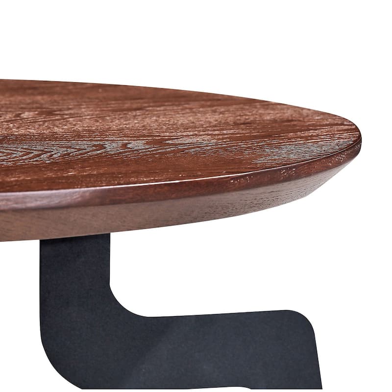Brown Wooden Round Nesting Coffee Table Set of 2 for Living Room