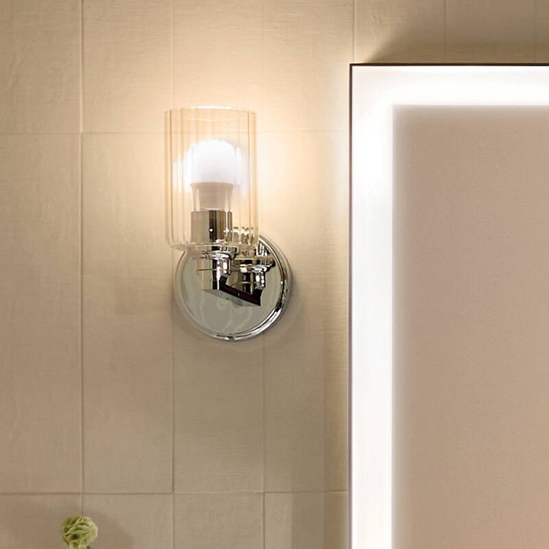 Kichler Lighting Gioe 9.5" 1-Light Wall Sconce with Clear Fluted Glass in Chrome