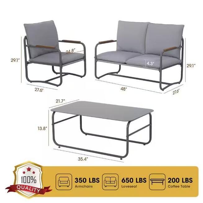 4Pieces Outdoor Metal Conversation Sofa Set On Sale Bed Bath
