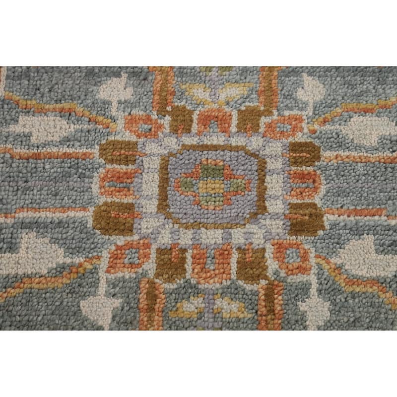 Geometric Grey Heriz Serapi Rug Hand-Knotted Traditional Wool Carpet - 8'1"x 9'11"