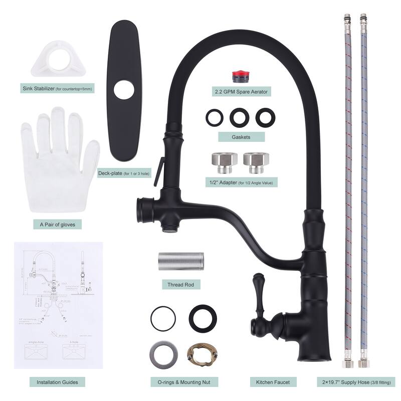 WOWOW Single Handle Pull Down Sprayer Kitchen Faucet