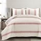 preview thumbnail 12 of 51, Lush Decor Farmhouse Stripe 3 Piece Quilt Set Red - Full - Queen